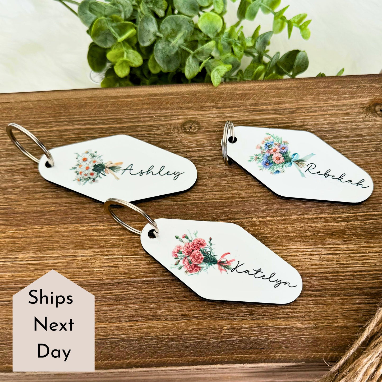 Mothers Day Gift with birth flower on keychain