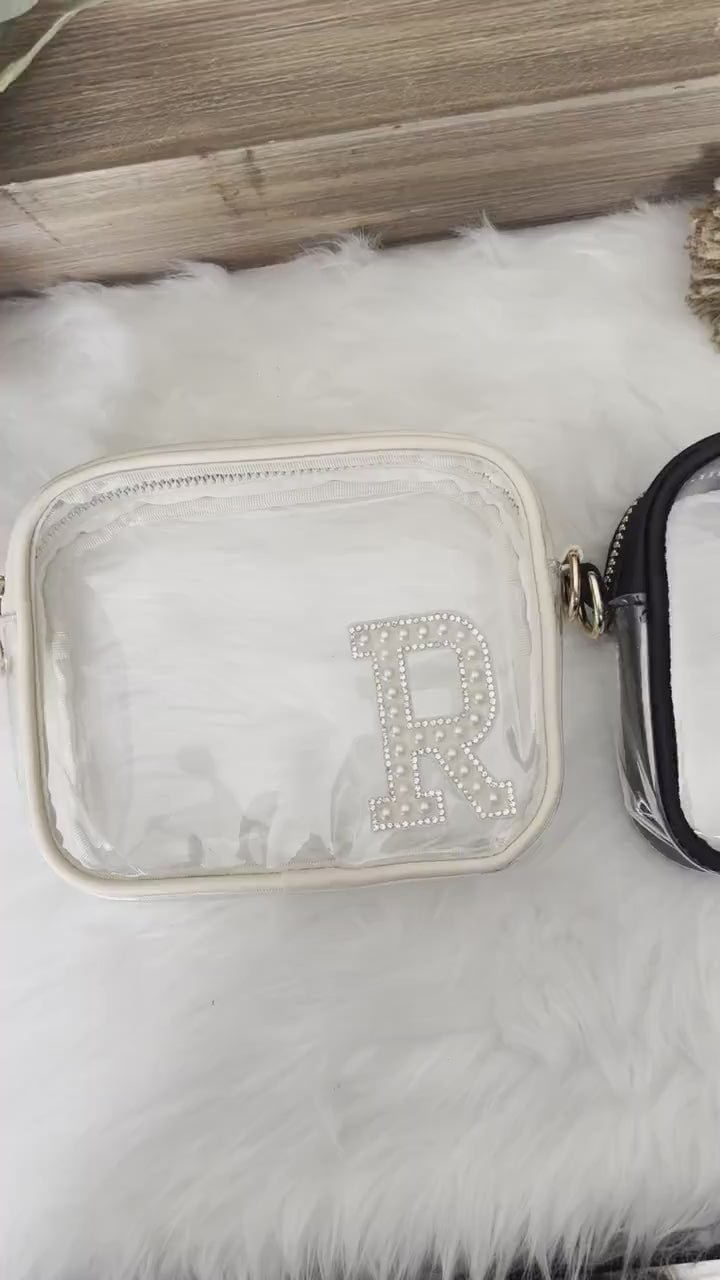 Clear Stadium Bag With Initial Custom Game Day Purse For Women Clear Concert Bag With Strap Custom Crossbody Game Day Bag Gift for Her