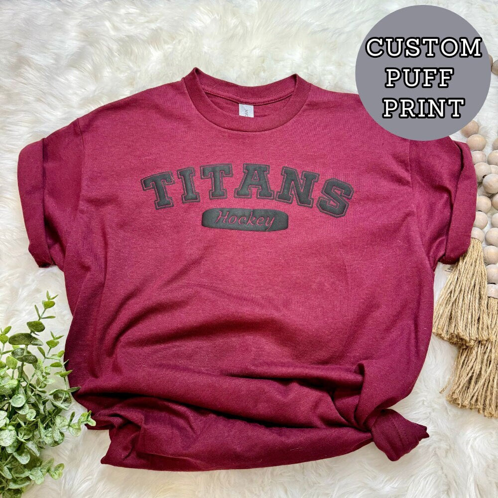 College Football Puff Sweatshirt for School Spirit Tshirt Custom Varsity Sweatshirt for Sports Mama Gift for Baseball Coach School Mascot